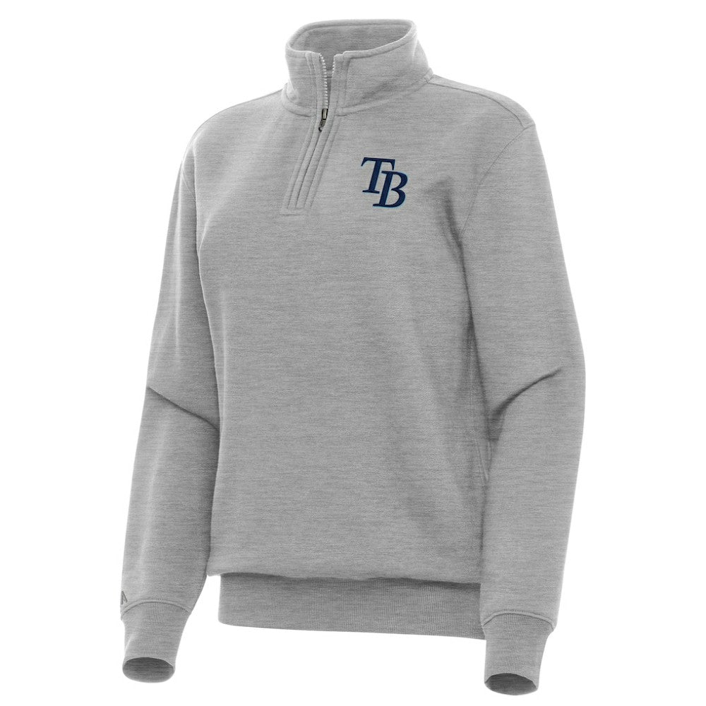 Tampa Bay Rays Antigua Women's Victory Quarter-Zip Sweatshirt - Heather Gray - MLB on Sale