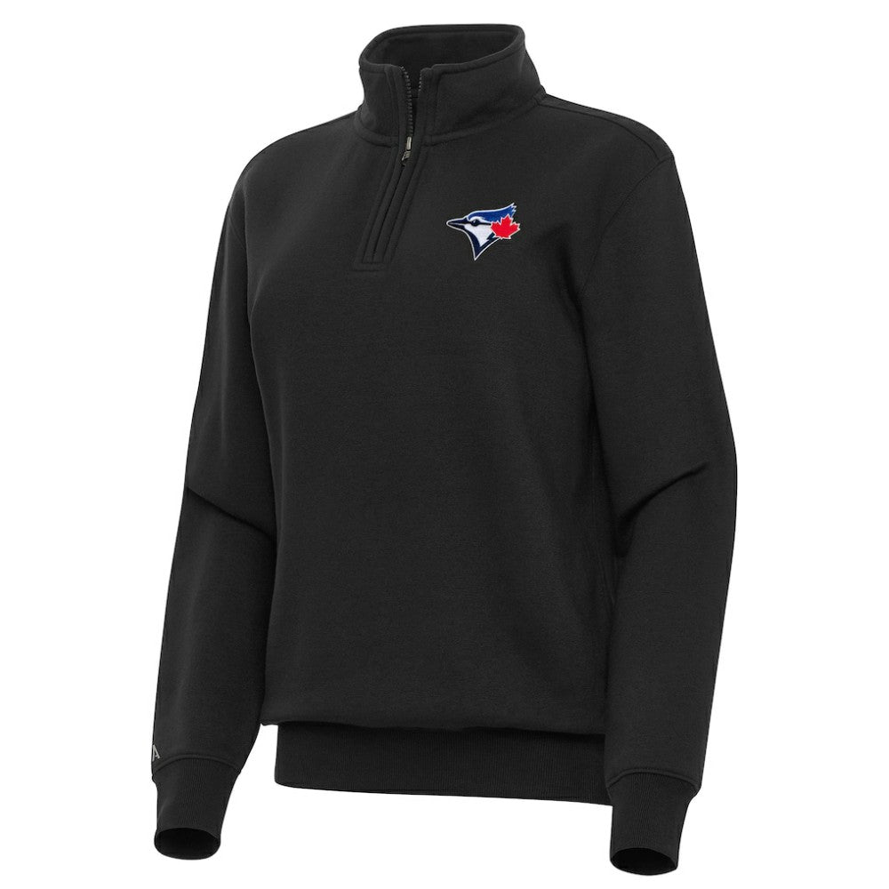 Toronto Blue Jays Antigua Women's Victory Quarter-Zip Sweatshirt - Black - MLB Discount