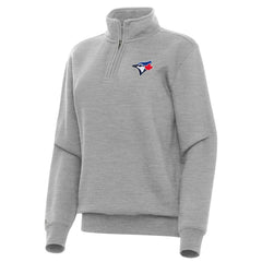 Toronto Blue Jays Antigua Women's Victory Quarter-Zip Sweatshirt - Heather Gray - MLB Lifestyle