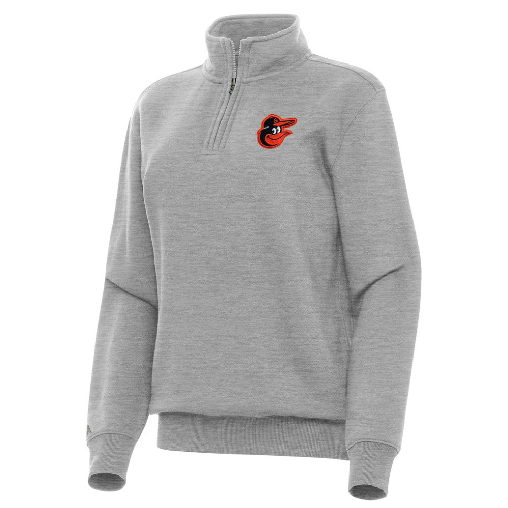 Baltimore Orioles Antigua Women's Victory Quarter-Zip Sweatshirt - Heather Gray - MLB Discount