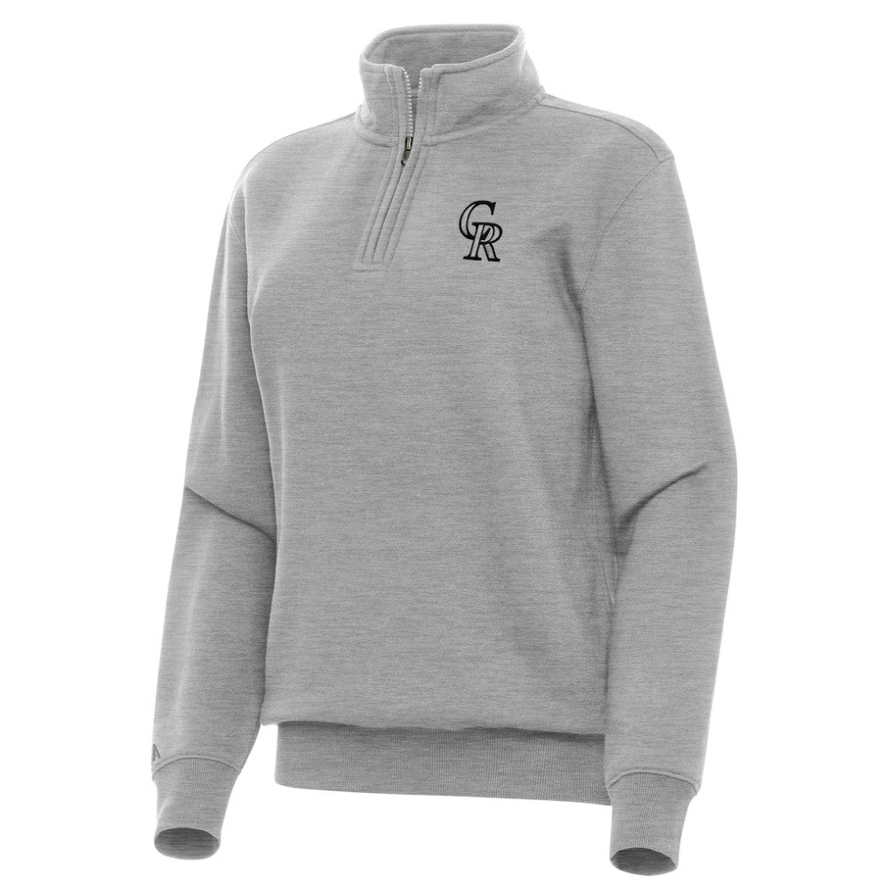 Colorado Rockies Antigua Women's Victory Quarter-Zip Sweatshirt - Heather Gray - MLB Discount