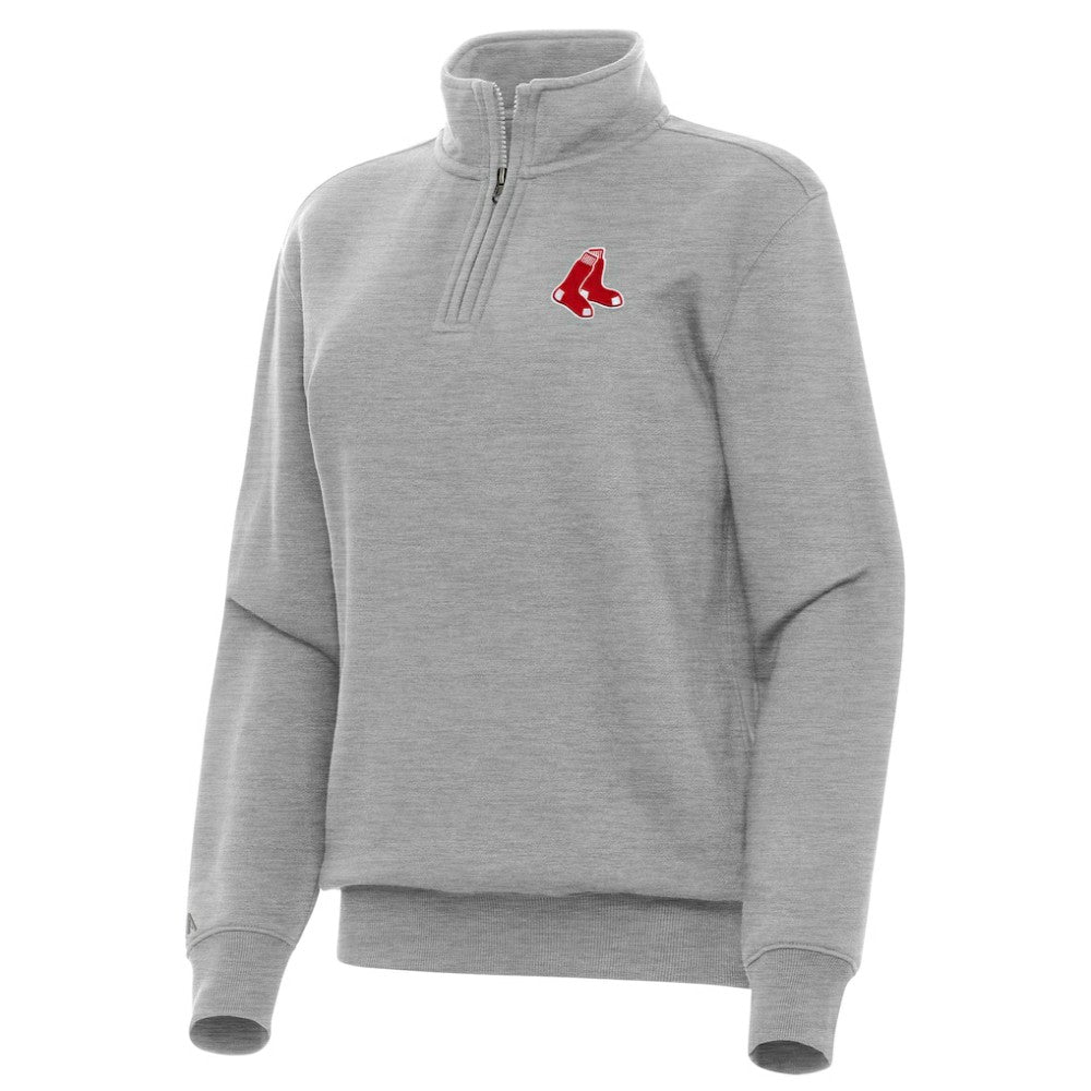 Boston Red Sox Antigua Women's Victory Quarter-Zip Sweatshirt - Heather Gray - MLB Sale