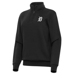 Detroit Tigers Antigua Women's Victory Quarter-Zip Sweatshirt - Black - MLB on Sale