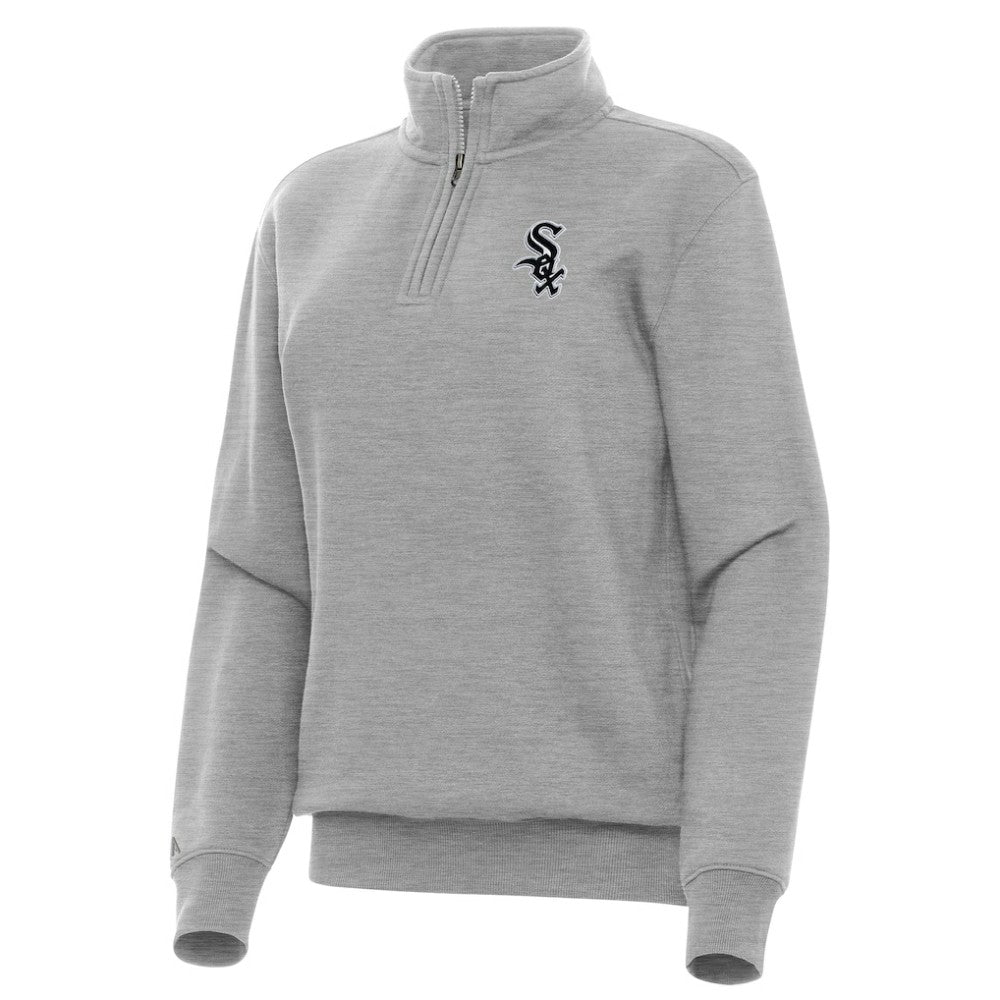 Chicago White Sox Antigua Women's Victory Quarter-Zip Sweatshirt - Heather Gray - MLB Discount