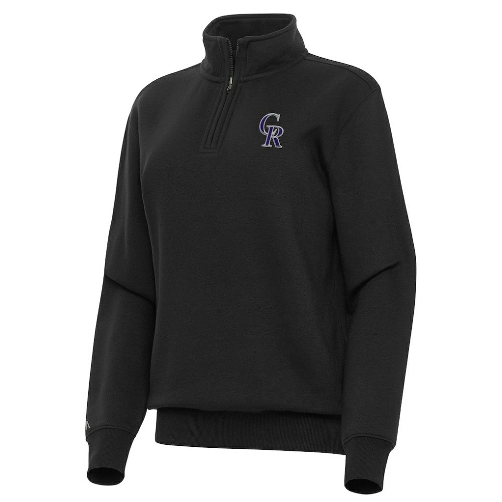 Colorado Rockies Antigua Women's Victory Quarter-Zip Sweatshirt - Black - MLB Sale