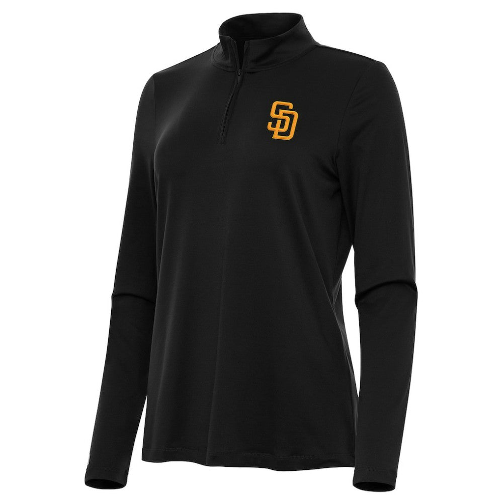 San Diego Padres Antigua Women's Reprocess Quarter-Zip Top - Black - MLB on Sale