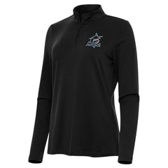 Miami Marlins Antigua Women's Reprocess Quarter-Zip Top - Black - MLB Sale
