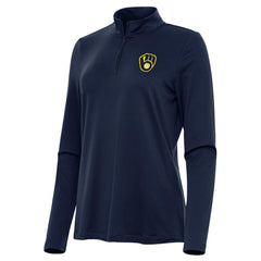 Milwaukee Brewers Antigua Women's Reprocess Quarter-Zip Top - Navy - MLB Lifestyle