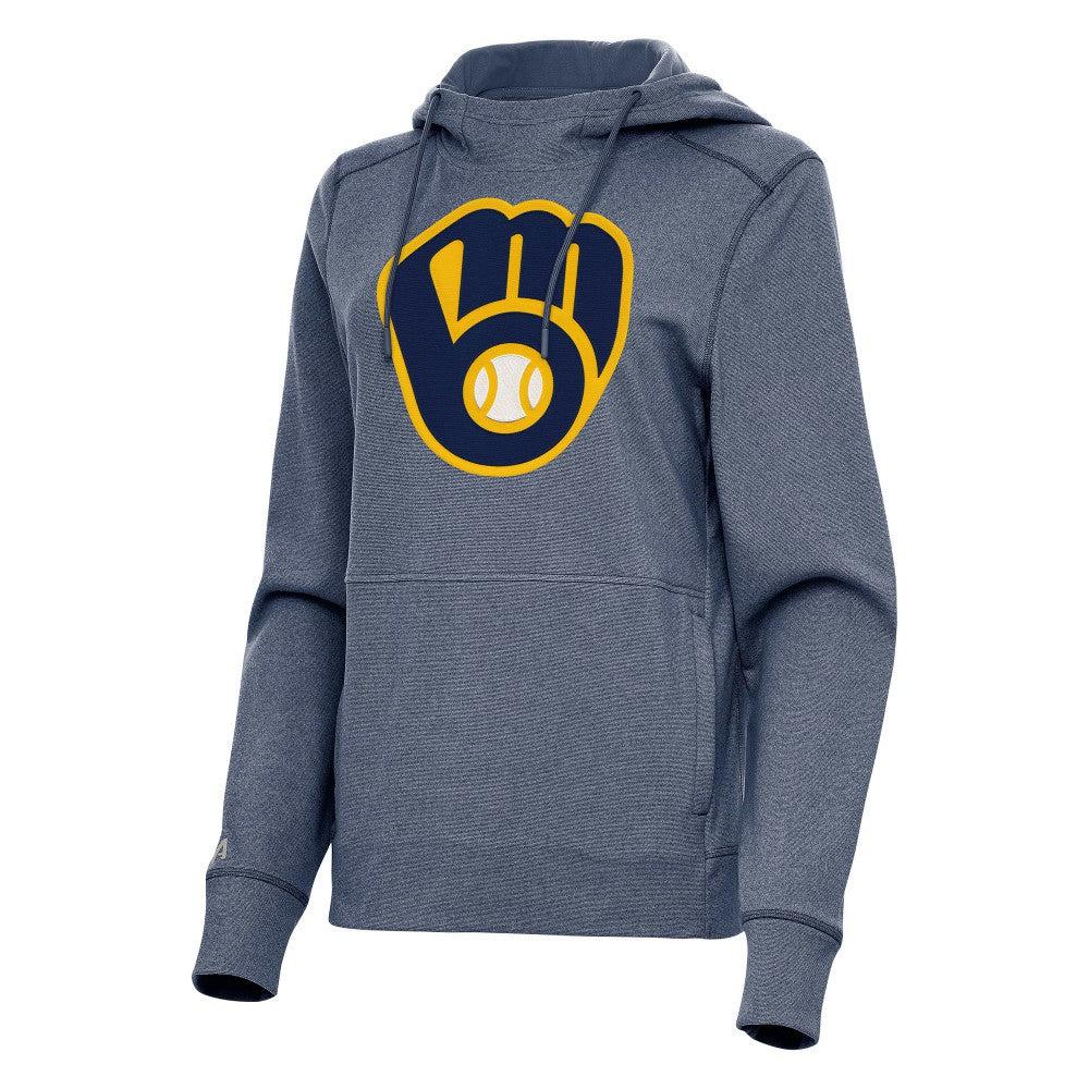 Milwaukee Brewers Antigua Women's Justice Pullover Hoodie - Heather Navy - MLB Sale