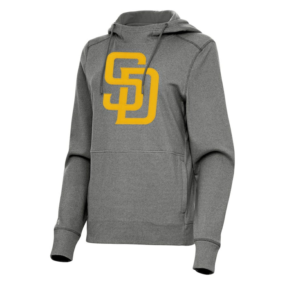 San Diego Padres Antigua Women's Justice Pullover Hoodie - Heather Black - MLB Sale