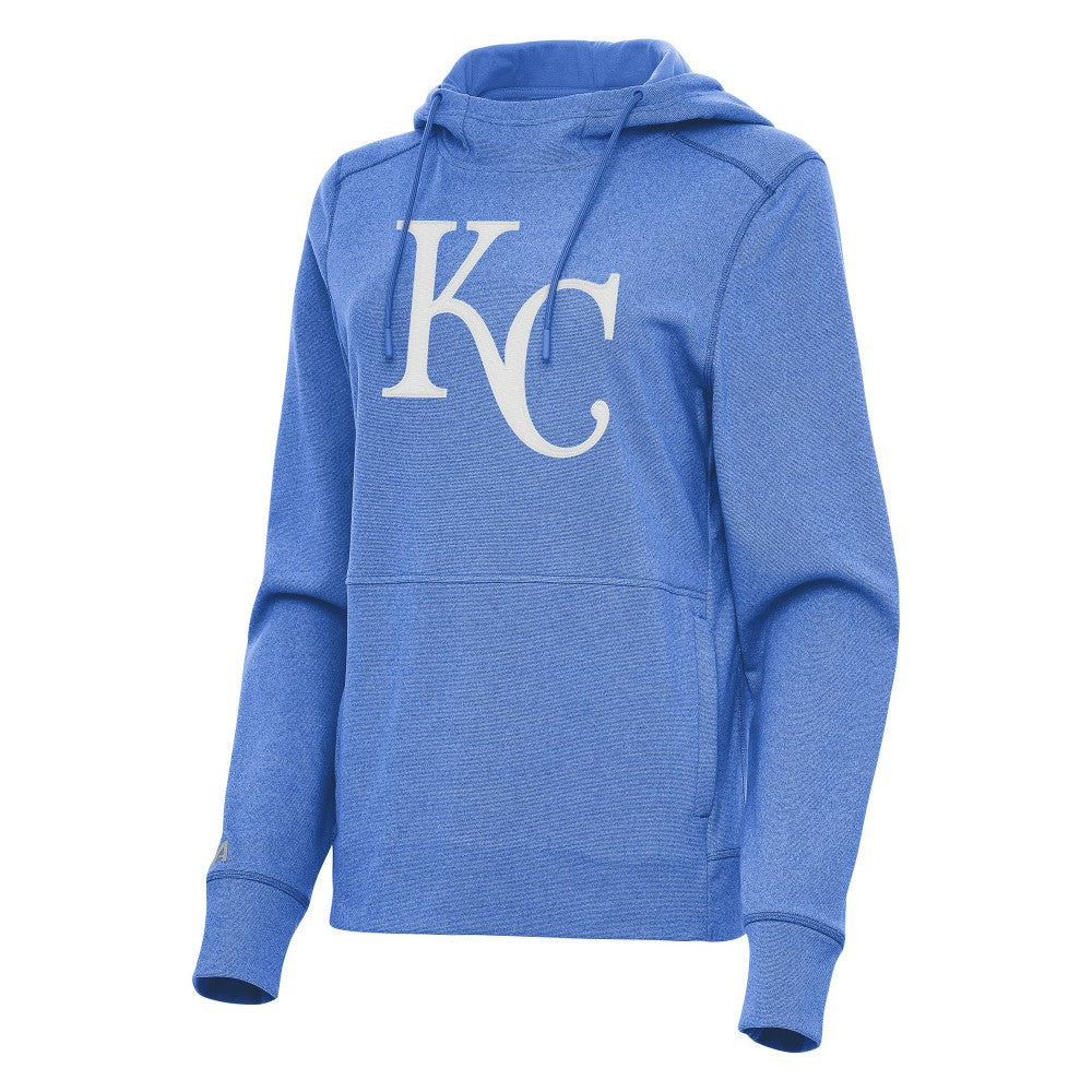 Kansas City Royals Antigua Women's Justice Pullover Hoodie - Heather Light Blue - MLB Lifestyle