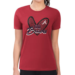 Atlanta Braves G-III 4Her by Carl Banks Women's Super-Slim Fit Lightweight Leopard Heart T-Shirt - Red - MLB Online