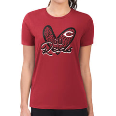 Cincinnati Reds G-III 4Her by Carl Banks Women's Super-Slim Fit Lightweight Leopard Heart T-Shirt - Red - MLB Discount