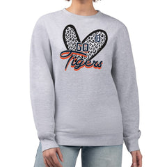 Detroit Tigers G-III 4Her by Carl Banks Women's Leopard Heart Pullover Sweatshirt - Heather Gray - MLB Lifestyle