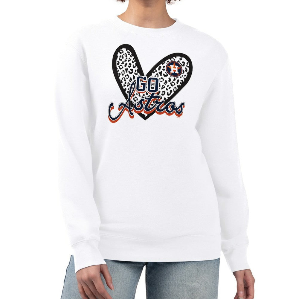 Houston Astros G-III 4Her by Carl Banks Women's Leopard Heart Pullover Sweatshirt - White - MLB Online