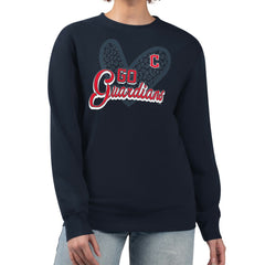 Cleveland Guardians G-III 4Her by Carl Banks Women's Leopard Heart Pullover Sweatshirt - Navy - MLB Discount