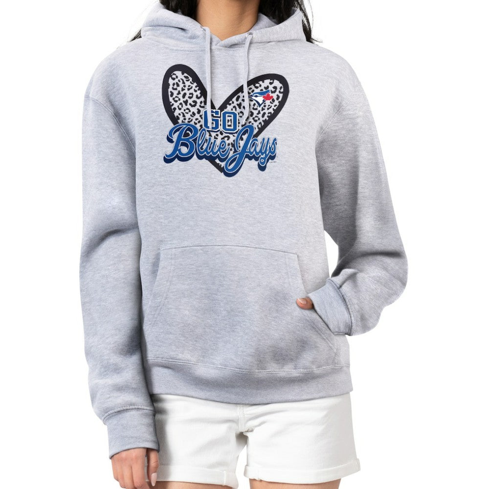 Toronto Blue Jays G-III 4Her by Carl Banks Women's Leopard Heart Pullover Hoodie - Heather Gray - MLB Discount