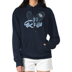 Tampa Bay Rays G-III 4Her by Carl Banks Women's Leopard Heart Pullover Hoodie - Navy - MLB on Sale