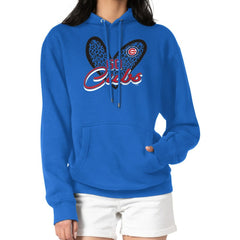 Chicago Cubs G-III 4Her by Carl Banks Women's Leopard Heart Pullover Hoodie - Royal - MLB Online