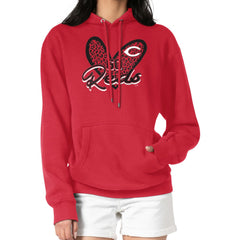 Cincinnati Reds G-III 4Her by Carl Banks Women's Leopard Heart Pullover Hoodie - Red - MLB Lifestyle