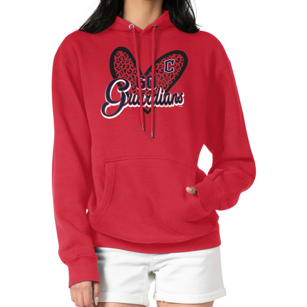 Cleveland Guardians G-III 4Her by Carl Banks Women's Leopard Heart Pullover Hoodie - Red - MLB on Sale