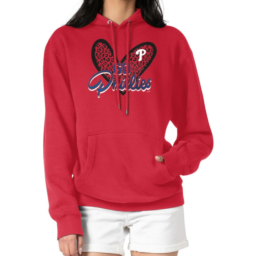 Philadelphia Phillies G-III 4Her by Carl Banks Women's Leopard Heart Pullover Hoodie - Red - MLB on Sale