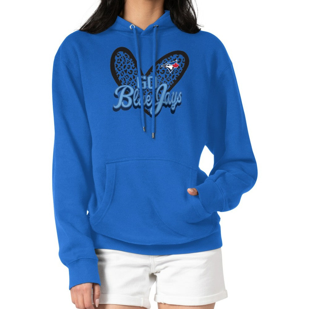 Toronto Blue Jays G-III 4Her by Carl Banks Women's Leopard Heart Pullover Hoodie - Royal - MLB Lifestyle