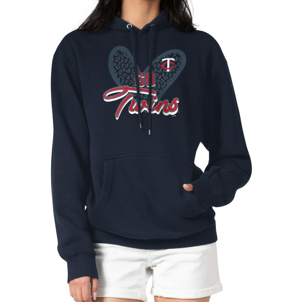 Minnesota Twins G-III 4Her by Carl Banks Women's Leopard Heart Pullover Hoodie - Navy - MLB Online