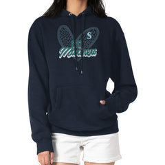 Seattle Mariners G-III 4Her by Carl Banks Women's Leopard Heart Pullover Hoodie - Navy - MLB Lifestyle