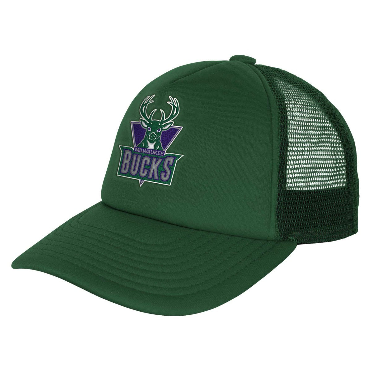 Milwaukee Bucks Youth Core Evergreen Trucker Adjustable Hat Hunter Green | Mitchell & Ness
