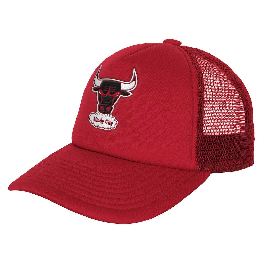 Chicago Bulls Youth Core Evergreen Trucker Adjustable Hat Red | Mitchell & Ness discount