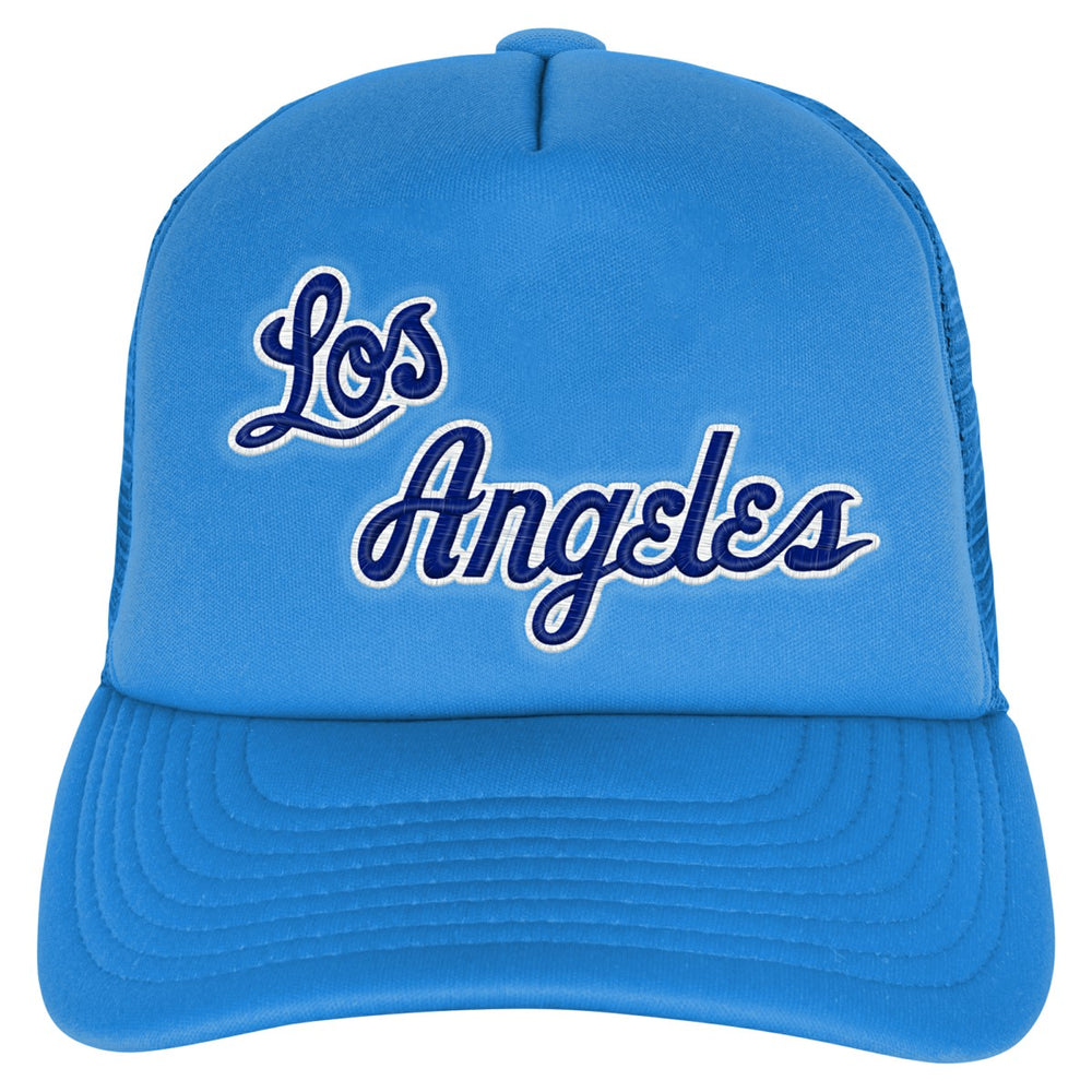 Los Angeles Lakers Youth Core Evergreen Trucker Adjustable Hat Light Blue | Mitchell & Ness online