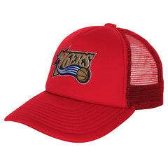Philadelphia 76ers Youth Core Evergreen Trucker Adjustable Hat Red | Mitchell & Ness