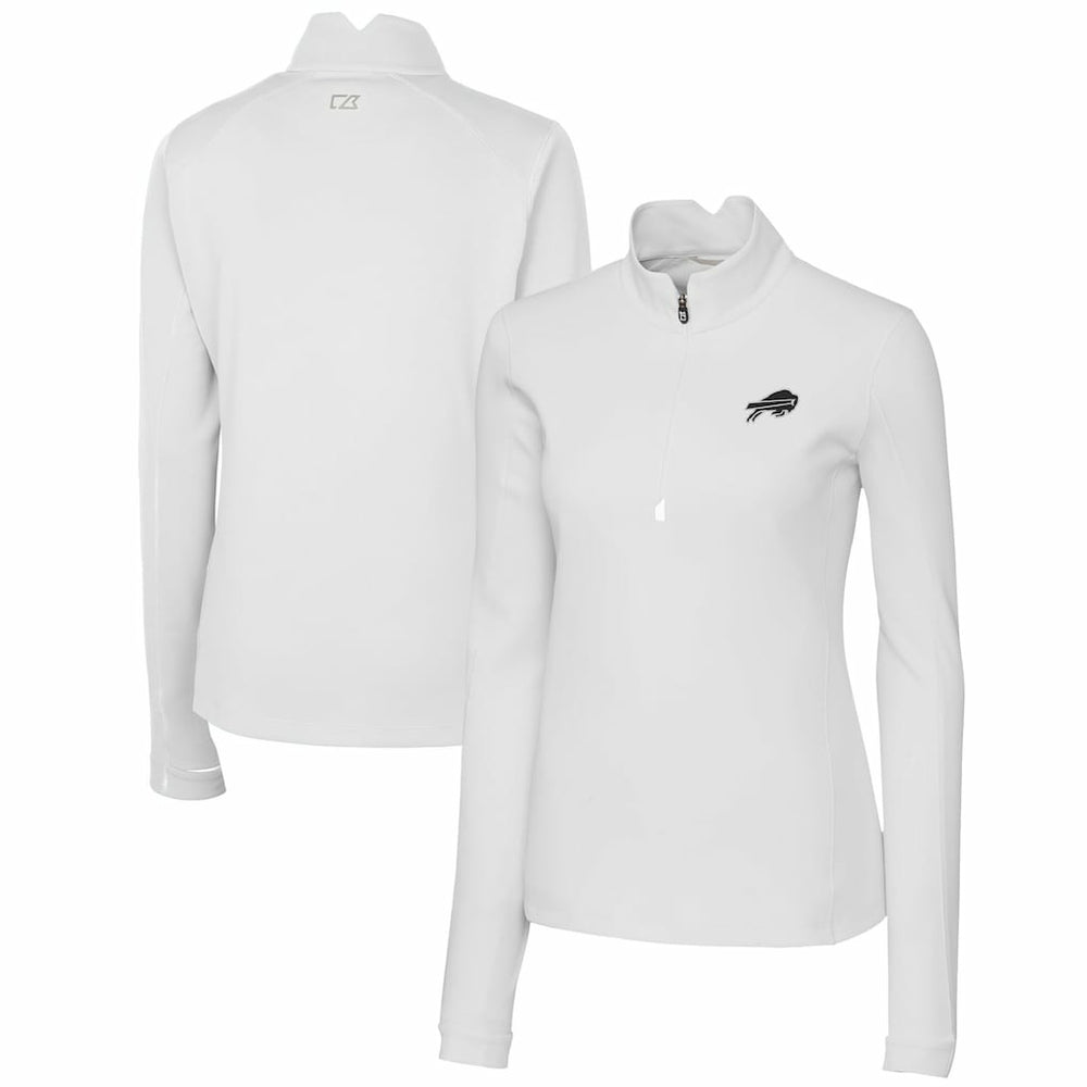 Buffalo Bills Cutter & Buck Women's Traverse Stretch DryTec Quarter-Zip Top White