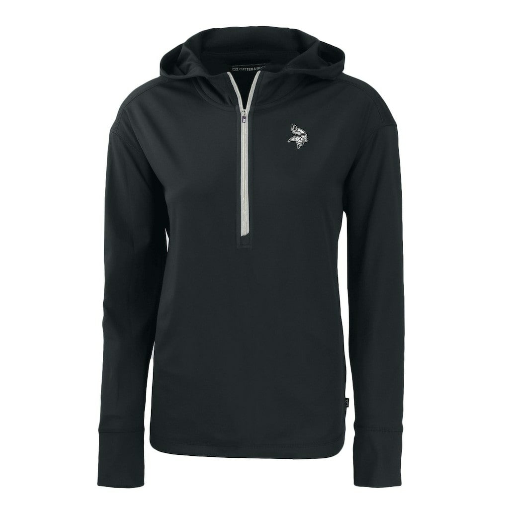Minnesota Vikings Cutter & Buck Women's Daybreak Eco Recycled Half-Zip Hoodie Black