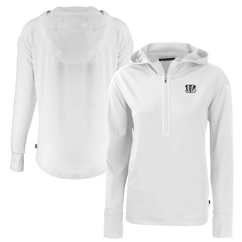 Cincinnati Bengals Cutter & Buck Women's Daybreak Eco Recycled Half-Zip Hoodie White