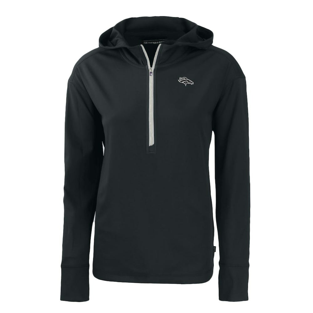 Denver Broncos Cutter & Buck Women's Daybreak Eco Recycled Half-Zip Hoodie Black