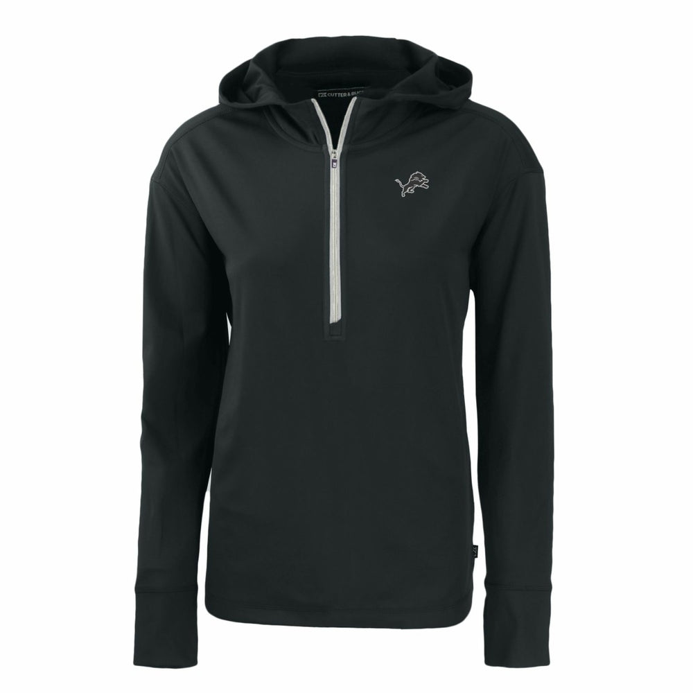 Detroit Lions Cutter & Buck Women's Daybreak Eco Recycled Half-Zip Hoodie Black