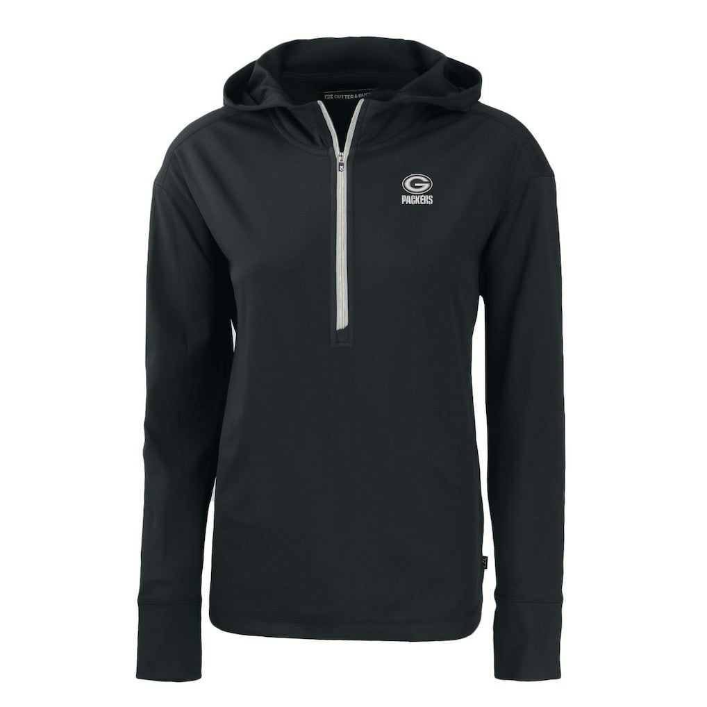 Green Bay Packers Cutter & Buck Women's Daybreak Eco Recycled Half-Zip Hoodie Black