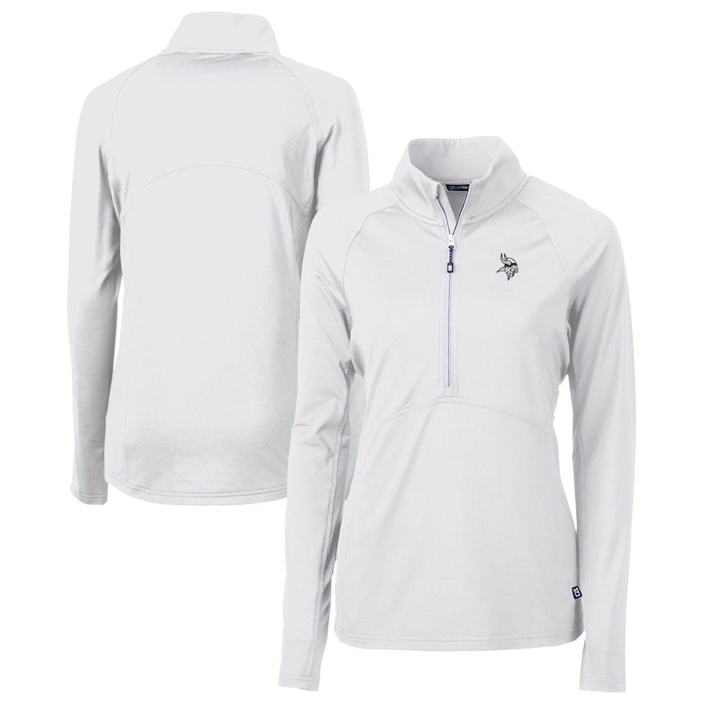 Minnesota Vikings Cutter & Buck Women's Adapt Eco Knit Stretch Recycled Half-Zip Pullover Top White