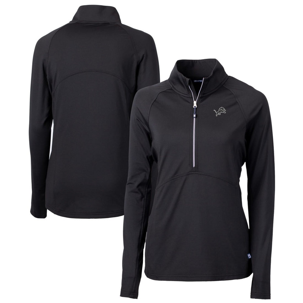 Detroit Lions Cutter & Buck Women's Adapt Eco Knit Stretch Recycled Half-Zip Pullover Top Black