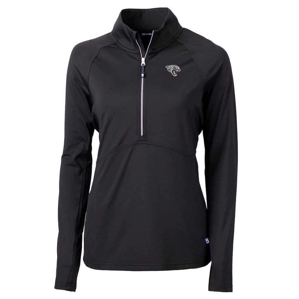 Jacksonville Jaguars Cutter & Buck Women's Adapt Eco Knit Stretch Recycled Half-Zip Pullover Top Black