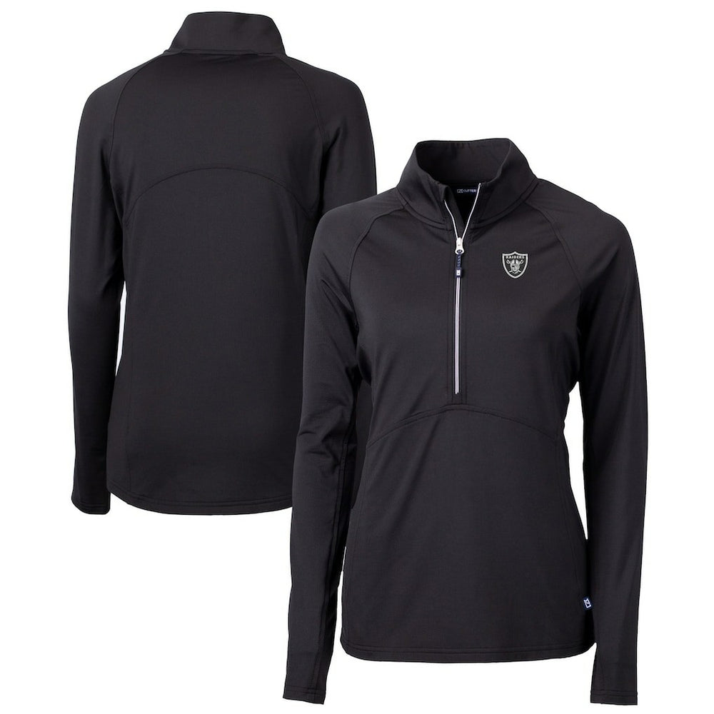 Las Vegas Raiders Cutter & Buck Women's Adapt Eco Knit Stretch Recycled Half-Zip Pullover Top Black