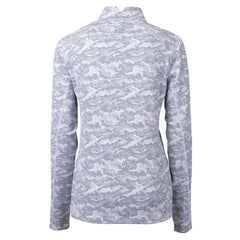 Minnesota Vikings Cutter & Buck Women's Traverse Camo Print Stretch Tri-Blend Quarter-Zip Top Gray