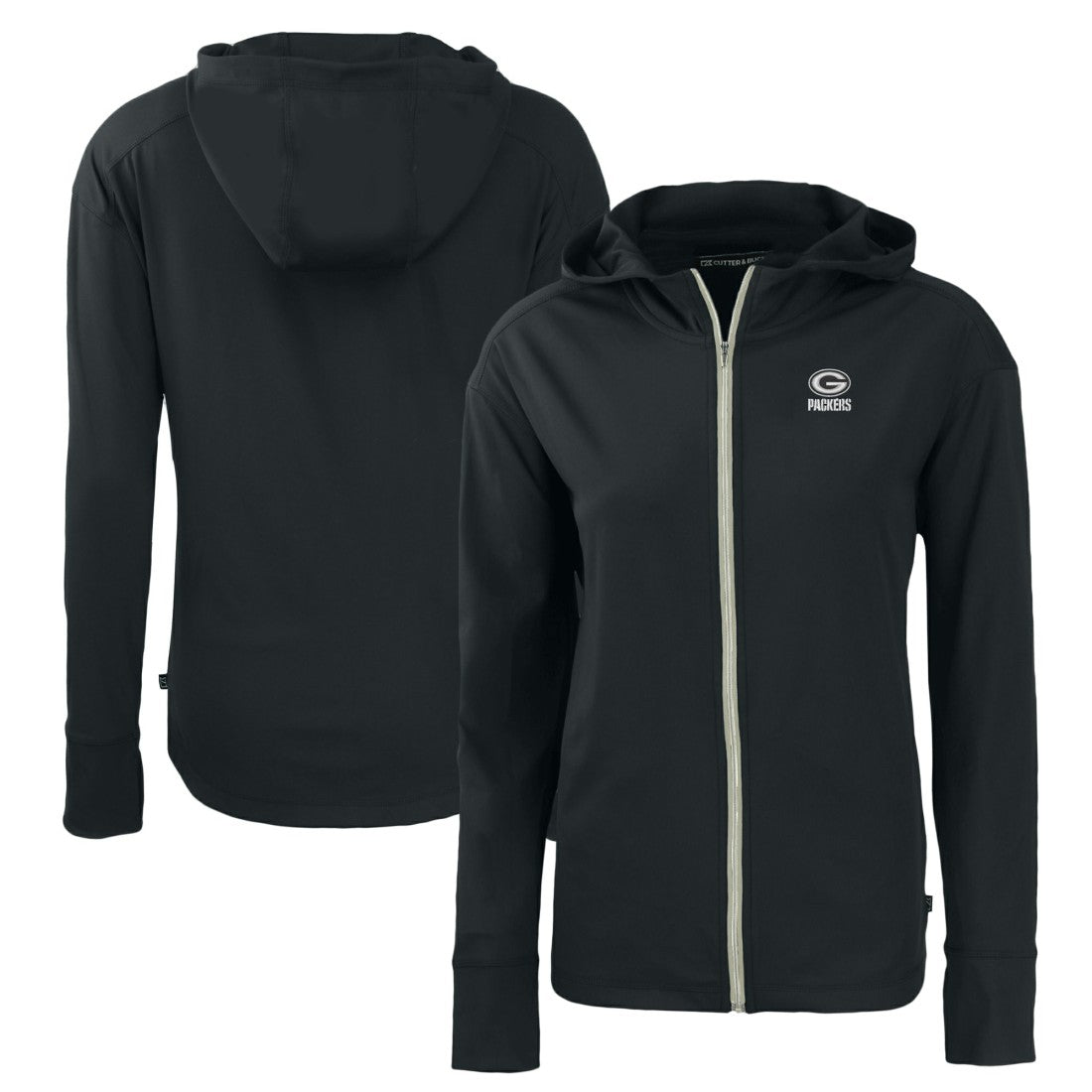 Green Bay Packers Cutter & Buck Women's Daybreak Eco Recycled Full-Zip Hoodie Black