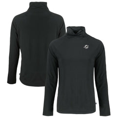 Miami Dolphins Cutter & Buck Women's Coastline Epic Comfort Eco Recycled Funnel Neck Pullover Sweatshirt Black