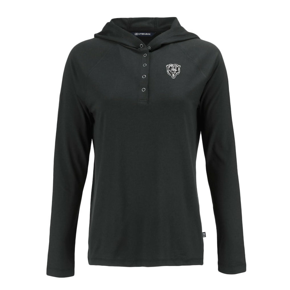 Chicago Bears Cutter & Buck Women's Coastline Epic Comfort Eco Recycled Long Sleeve Hoodie T-Shirt Black