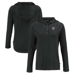 Las Vegas Raiders Cutter & Buck Women's Coastline Epic Comfort Eco Recycled Long Sleeve Hoodie T-Shirt Black