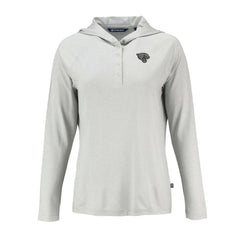 Jacksonville Jaguars Cutter & Buck Women's Coastline Epic Comfort Eco Recycled Long Sleeve Hoodie T-Shirt Gray
