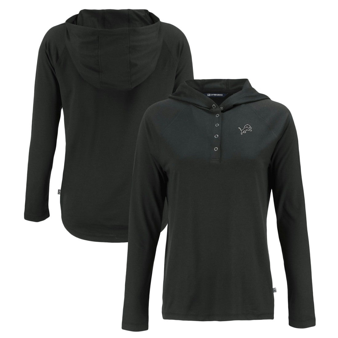 Detroit Lions Cutter & Buck Women's Coastline Epic Comfort Eco Recycled Long Sleeve Hoodie T-Shirt Black